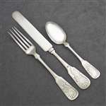 Youth Fork, Knife & Spoon by Pairpoint, Silverplate Scroll Design