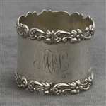 Napkin Ring by Wilcox & Wagoner, Sterling Scroll Edge, Monogram MFL