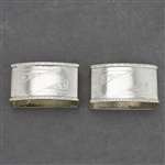 Napkin Rings, Pair, Silverplate Engraved Design
