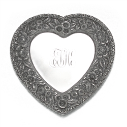 Vanity Tray, Sterling Heart Shape, Monogram ETH