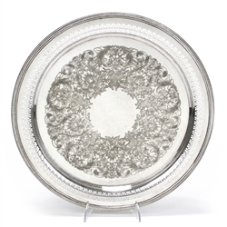 Round Tray by Wm. Rogers Mfg. Co., Silverplate Reticulated Ribbed Design