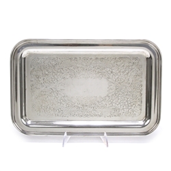 Serving Tray, Chased Bottom, Silverplate Threaded Edge