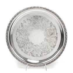 Round Tray by Forbes Silver Co., Silverplate Floral Border