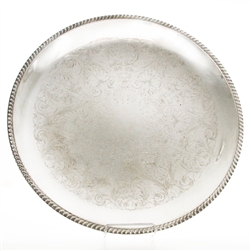 Round Tray by Wm. Rogers, Silverplate Gadroon Edge