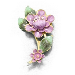 Pin, Sterling, Gilt, Purple Flowers