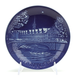 Christmas Plate by Bing & Grondahl, Porcelain Decorators Plate, Copenahagan Stock Exchange