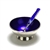 Salt Dip & Spoon by Meka, Sterling Blue Enamel Interior