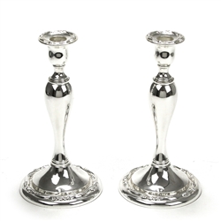 Georgian Scroll by Oneida, Silverplate Candlestick Pair, Tall