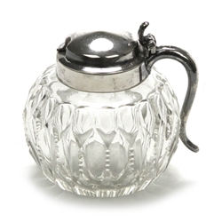 Mustard Pot, Silverplate/Glass, Zipper Glass