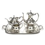 Georgian Gadroon by Community, Silverplate 5-PC Tea & Coffee Service w/ Tray, Fluted
