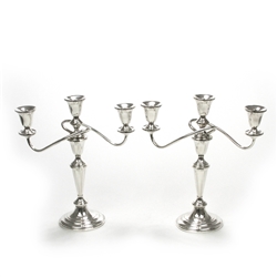 Candelabrum Pair, 3-Branch by Fisher Silversmiths, Inc., Sterling, Plain