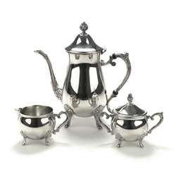 3-PC Coffee Service by Leonard, Silverplate, Floral Design