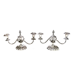 Candelabrum Pair, 3-Branch by England, Silverplate, Grapes & Leaves
