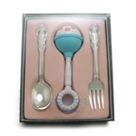 Silver Artistry by Community, Silverplate Baby Spoon & Fork, Plastic Girl Rattle