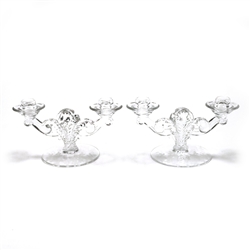 Willowmere by Fostoria, Glass Candelabrum Pair, 3-Branch