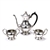 Tete 3-PC Tea Set, Silverplate, Chased