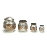 4-PC Smokers Set, Silverplate Victorian Hammered Design