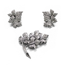 Pin & Earring Set by Danecraft, Sterling Maple Leaves