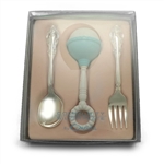 Silver Artistry by Community, Silverplate Baby Spoon & Fork, Plastic Boy Rattle