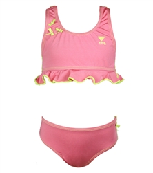 Solid Girls Bikini with Ruffle