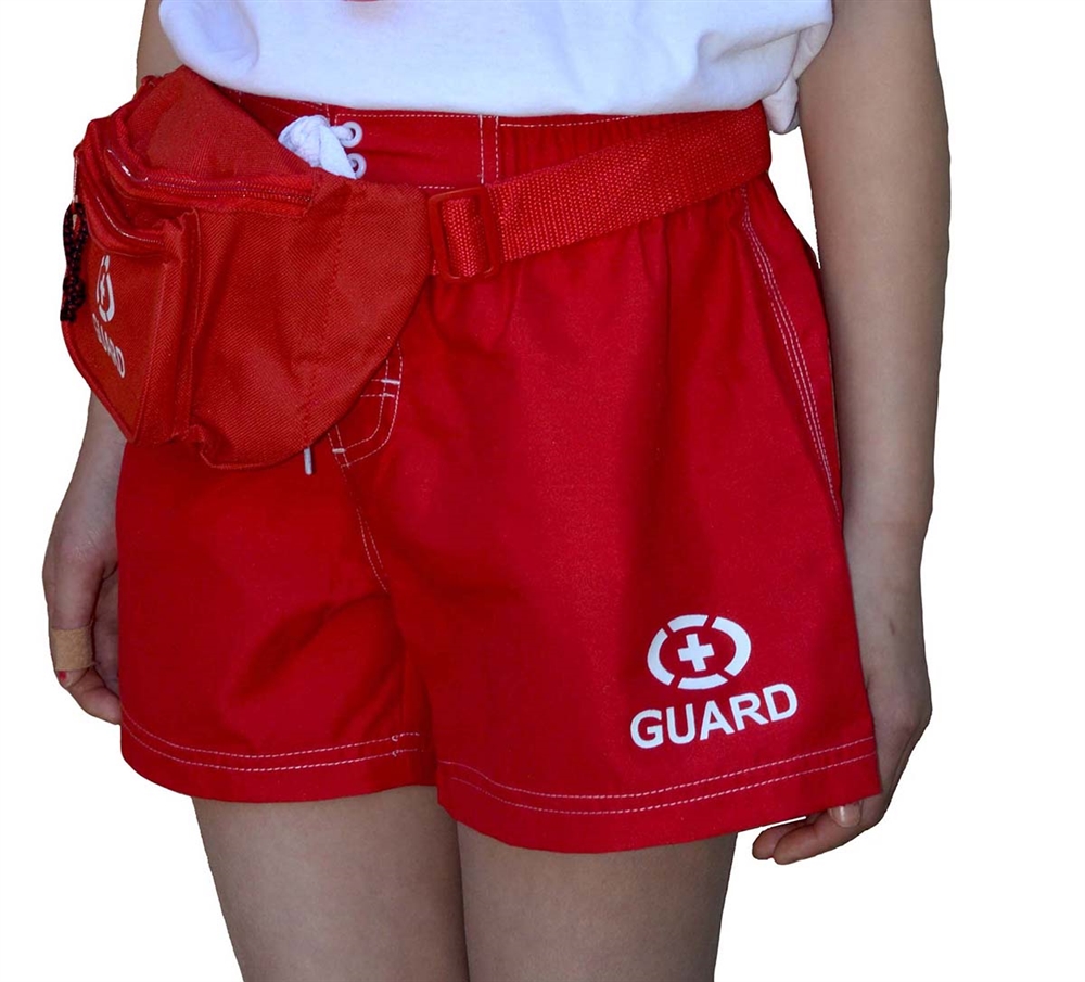 Adoretex Women's Guard Swimwear Board Short Set with Hip Bag, Whistle with Lanyard