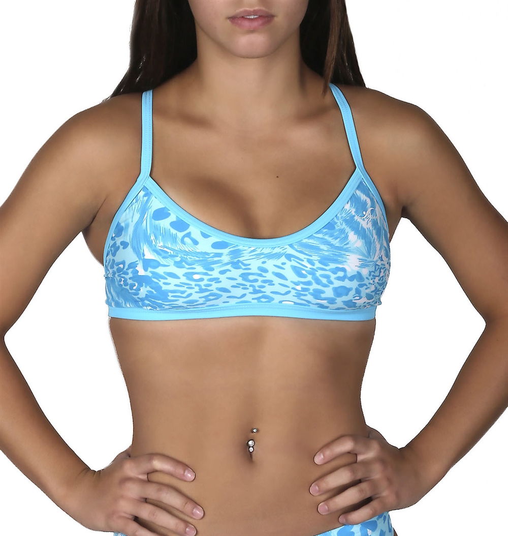 Adoretex Women's Leopard Crossback Workout Bikini Top