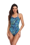 Adoretex Girl's/Women's Splash Print One Piece Thin Strap Swimsuit