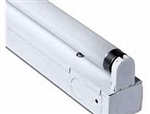 A 2 foot single tube T8 17 watt fluorescent dimming fixture with high quality powder coated white finish