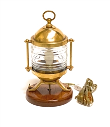 Solid Sand Cast Brass Table Light with Fresnel Lens