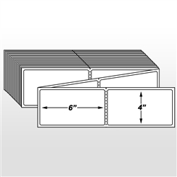 Direct Thermal Labels, 4" x 6", Perforated Fanfold Box of 2500, Each