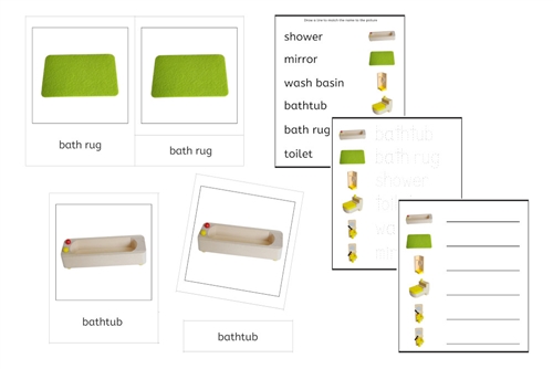 Yellow Bathroom Language Exercise Cards - Set A (PDF)