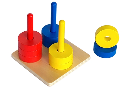 IFIT Montessori: Colored Discs on 3 Colored Dowels