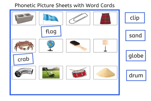 Blue Picture Sheets with Word Cards (PDF)