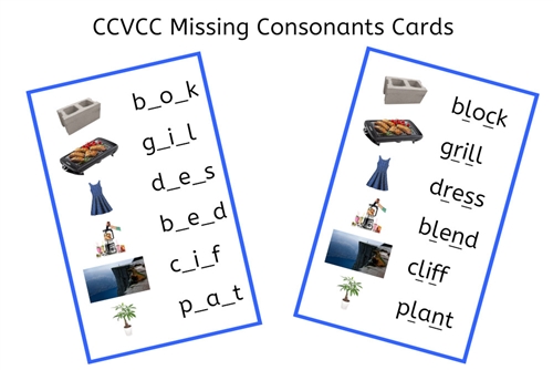 Blue CCVCC Missing Consonants Cards (PDF)