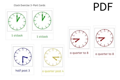 IFIT Montessori: Clock Exercise Cards (PDF)