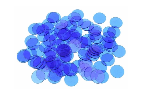 50 x 15 mm Clear Blue Plastic Chips