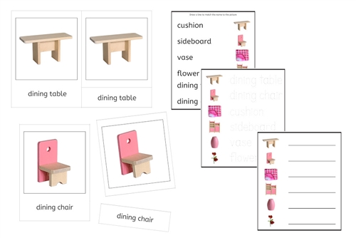 Pink Dining Room Language Exercise Cards - Set A (PDF)