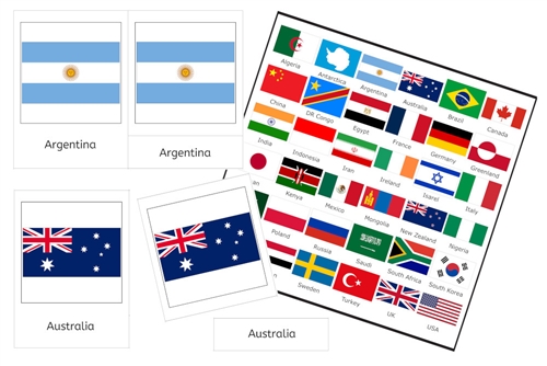 3-Part Cards of 36 Flags (PDF)