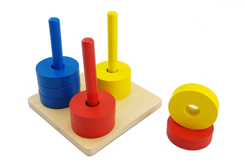 IFIT Montessori: Colored Discs on 3 Colored Dowels