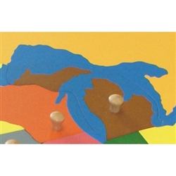 IFIT Montessori: Michigan - Puzzle Piece of USA (Wood Knob)