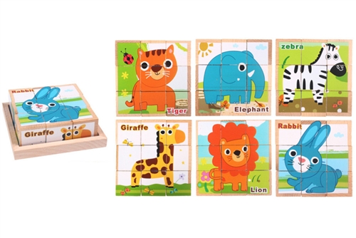 6-sided Animal Block Puzzle with Tray