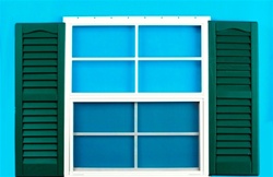 24x27 Window with 9" x 27" Forest Green Shutters    SHIPS FREE