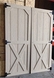 2- Wood Shed Doors  (Cross Buck Design)  SHIPPING IS FREE !