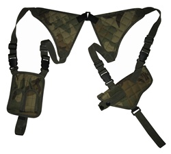 TG235CA Woodland Camo Universal Horizontal Shoulder Holster with Mag Pouches - 3L-INTL