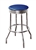 Bar Stool 24" Tall Chrome Finish Retro Style Backless Stool with a Blue Glitter Vinyl Covered Swivel Seat Cushion