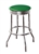 Bar Stool 24" Tall Chrome Finish Retro Style Backless Stool with an Emerald Green Glitter Vinyl Covered Swivel Seat Cushion