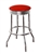 Bar Stool 24" Tall Chrome Finish Retro Style Backless Stool with a Red Glitter Vinyl Covered Swivel Seat Cushion