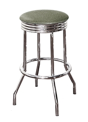 Bar Stool 29" Tall Chrome Finish Retro Style Backless Stool with an Silver Glitter Vinyl Covered Swivel Seat Cushion