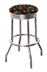 Bar Stool 24" or 29" Tall Featuring a Blackhawks Hockey Team Logo Fabric Covered Swivel Seat Cushion