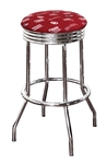 Bar Stool 24" or 29" Tall Featuring a Sooners Football Team Logo Fabric Covered Swivel Seat Cushion